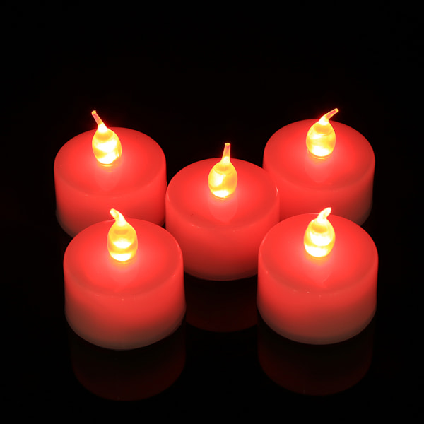 LED flimrande, fladdrande, flamlös värmeljus, elektroniskt ljus, festartiklar, röd{F2}