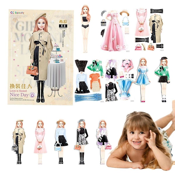 2024 Ny Magnetisk Prinsesse Kle deg ut Papirdukke for Magnetisk Dr A one-size