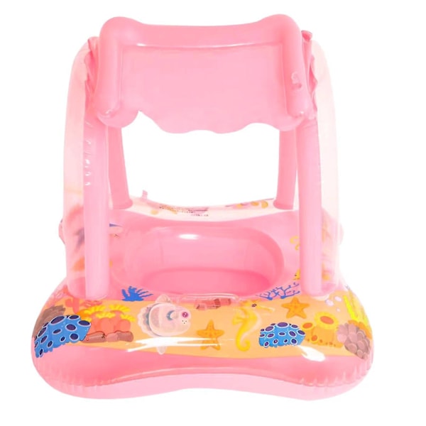 Baby Badring Uppblåsbar Pool Badring Med UPF 50+ Solskydd För Barn I Åldern 3-36 Månader Kul I Vattnet Rosa{F2} pink with handle