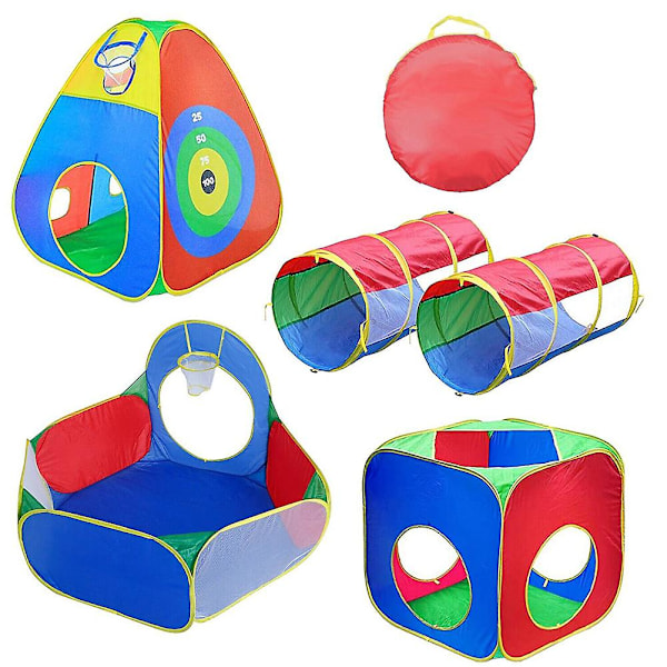 5-i-1 Pop Up Ballbinge Telt Tunnel Barn Baby Leke Leketøy Mål Spill