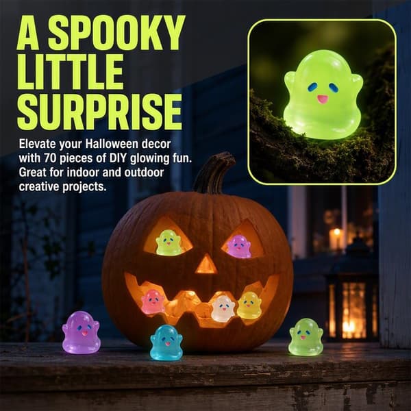 80 Stykker Mini Spøgelsesfigurer Glødende Halloween Små Spøgelser