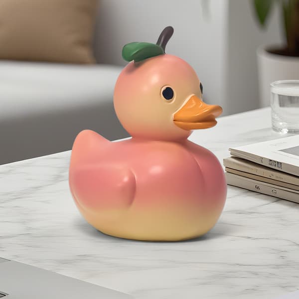 Fruktand Hagefigur – Utendørs Hagepynt i Resin, Søt Dyrepynt til Hjemmet Peach