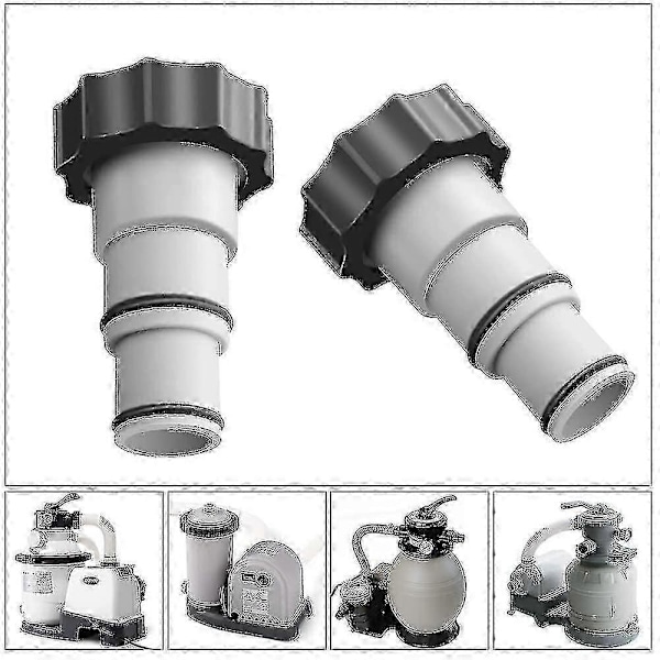 2-pakning Intex A-serie slangeadapter med gjenget krage og tetningsringer (32 mm slanger til 38 mm)