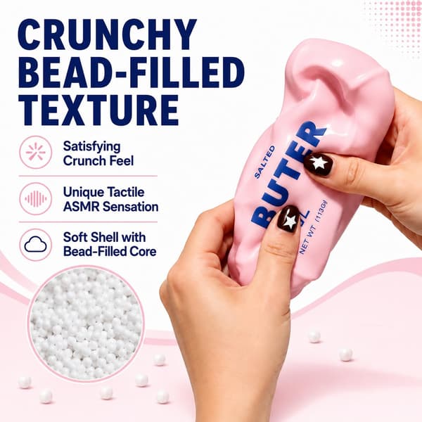 Krämig Smör Squishy Stick ASMR Långsamt Stigande Pärlfylld Kläm Skrivbordsdekoration Present för Vuxna (Rosa Smör){f2} Pink Butter