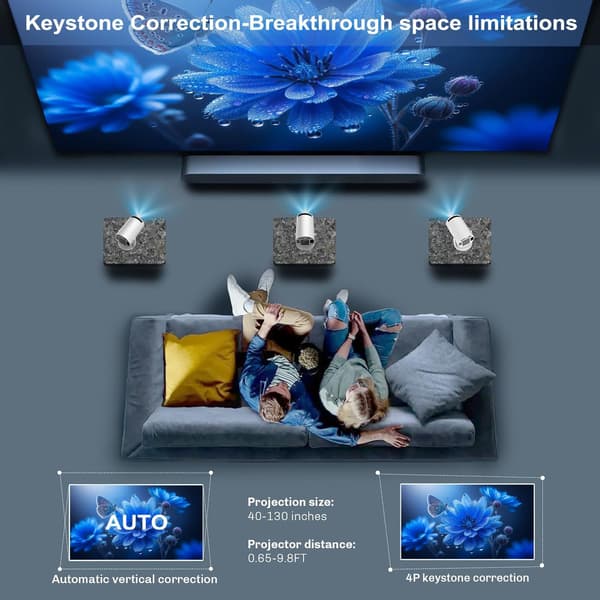 HY300 Pro 4K Smart Mini Projektor - Android 12-system, stöder WiFi 5G och Bluetooth 5.2, 160 ANSI-upplösning, 180° rotation, automatisk korrigering