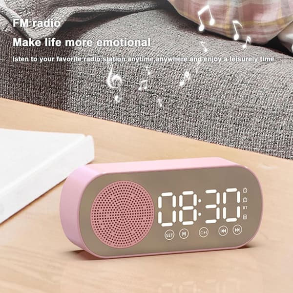 Bluetooth Højttaler Vækkeur - Digitalt Ur med LED Display - Dobbelt Alarm Radio til Dybe Sovende