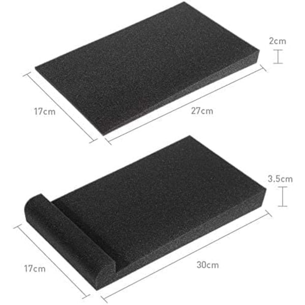 2 st Monitor Akustiska Isoleringsplattor Stabilisator Högtalarbas 30cm x 17cm x 3.5cm (Svart)