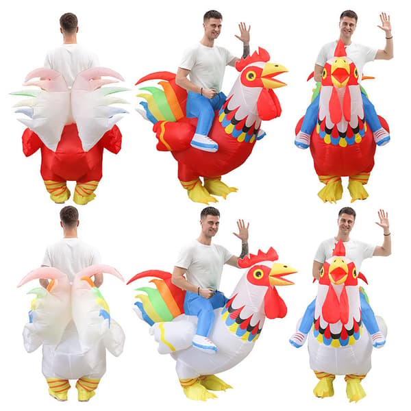 Fargerikt hane-oppblåsbart kostyme til fest og cosplay for voksne 155-190 cm Spotted Rooster 155-190cm