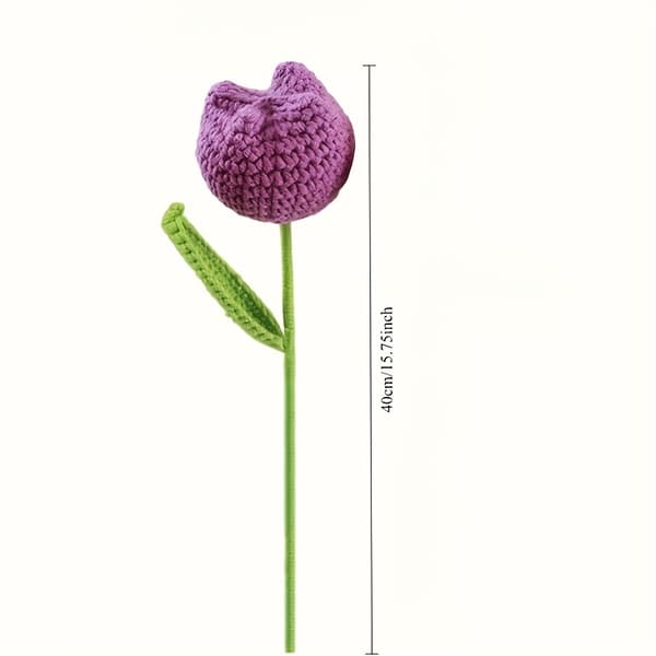 Handgjord virkad tulpanbukett stickade konstgjorda blommor present heminredning 6 Pcs Mix