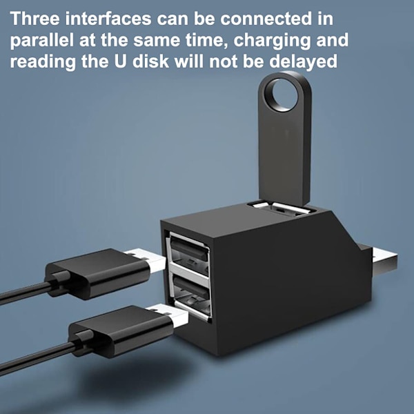 USB-hub, Mini USB 3.0-hub eller bærbar adapter (3 porter)}F2{