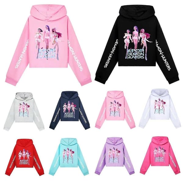 Jenter KPOP Demon Hunters Hettegenser Barn HUNTRX Genser Sweatshirt Pullover - Hvit}XHY{