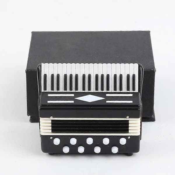 Miniature Harmonika med Æske Mini Instrument Replika Samleobjekter Miniature Dukkehus Model Hjem