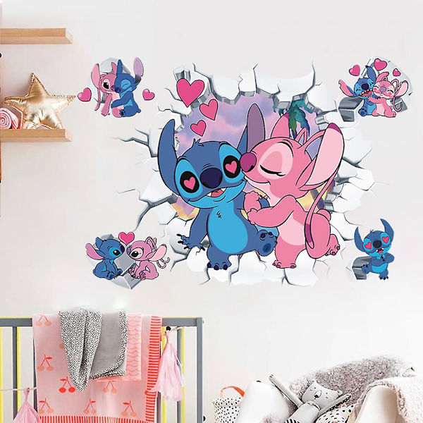 Stitch 3D seinätarrat lastenhuoneen graffitit itseliimautuvat lasioven tarrat sarjakuva juliste animoidut tarrat{f2}