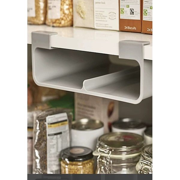 Under Shelf Wrap Organizer, Pladsbesparende Folie- og Pose Dispenser Opbevaring, Grå