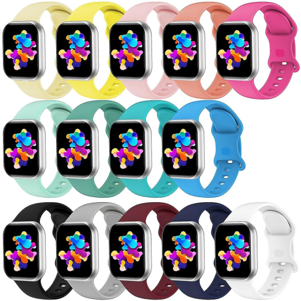 SQBB [14-pak] Urremme Kompatible med Apple Watch 40mm 38mm 41mm Serie 7/6/5/4 Kvinder Mænd, Bløde Silikone Sportsremme til I{f2}