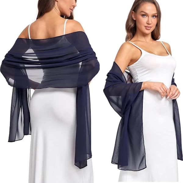 Dame skjerf/sjal/chiffonskjerf/tynt skjerf, 180*70 cm（F2） Navy blue