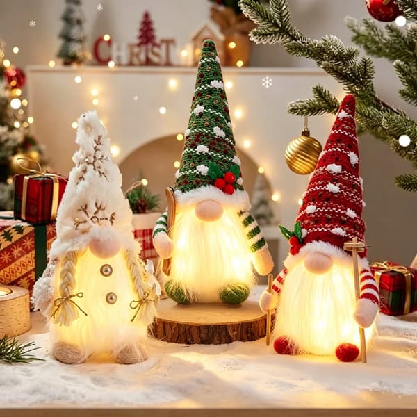 30 cm LED Nisse Ansiktsløs Dukke Julepynt Hjem 2026 Nattlys Ferie Julepynt Gave Navidad Nyttår B2 sequin Red