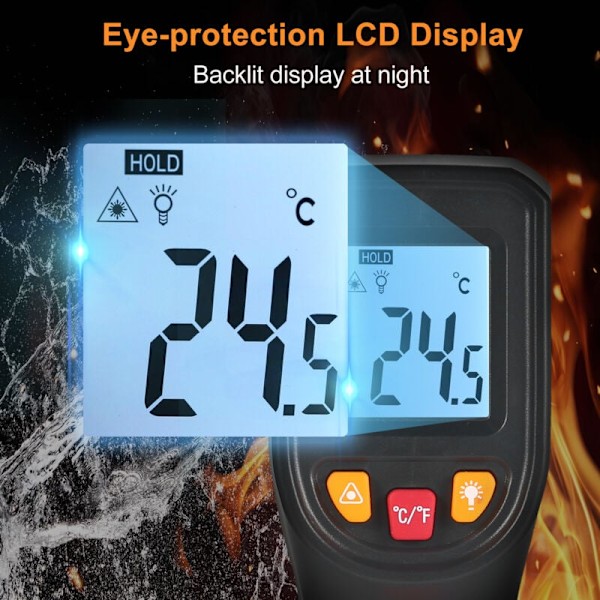 NJTY Infraröd Termometer NJTY Digital Beröringsfri Temperatur -50°C600°C (-58°F1112°F) IR Termometer för Industri, Kök, Bil{F2}
