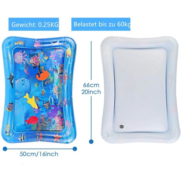 Baby Inflatable Water Mat Waterproof PVC Play Mat Soft and Comfortable Fun Activity Center (Underwater World)