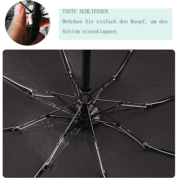 Rejseparaply lomme paraply kompakt paraply vindtæt stærk 8 ribber foldbar miniply med kapsel cover parasol med UV beskyttelse regnbue{sl}
