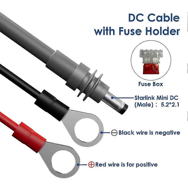 Specifik strömkabel för Starlink Mini DIY 14AWG Kabel Förlängningssladd med Bilsäkringshållare A（f2）