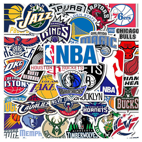 32 NBA Basketball Association -koripallotarran setti. Lakers, Chicago Bulls, Orlando Magic tai muita tarroja