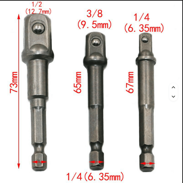Hex Skaft til Firkant Drev Adapter Konverteringsstang til Fastgørelse af Elektriske Vind Batch Forbindelser med 1/4\" 3/8\" 1/2\" Topnøgle Bits