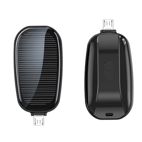 Mini Solar Powerbank 1200mAh – Bærbar Nødoplader til Udendørsbrug *Apple-stik sort* Apple connector black