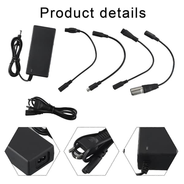 42V 2A lader med 5 kontakter for 24V-36V litiumbatteri og tilbehør til elektriske sparkesykler EU