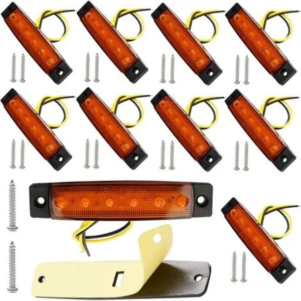 10 stk. LED Sidemarkeringslys, 12V 24V LED Positionslys Baglygter Forreste Blinklys Sidemarkeringslys (Gul){f2}