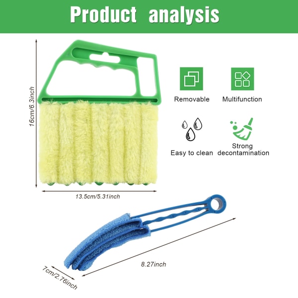 2 kpl venetsialaisia ikkunan 7 sormen pölynhallintatyökalua ja 1 kpl ikkunan kaihdinpuhdistusharja