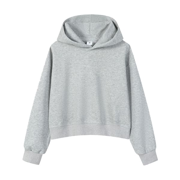 Cropped hættetrøje til kvinder, afslappet pullover hættetrøje crop top*XL*lynggrå heather gray XL