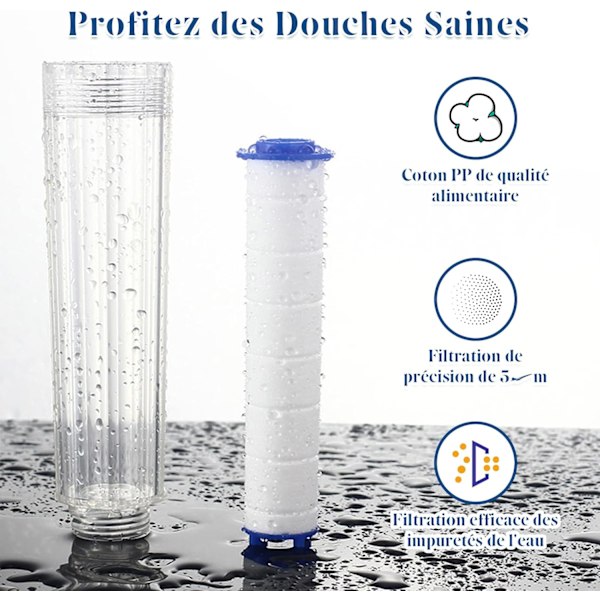 Brusehovedfilter 10-pak PP Bomuldsbrusefilter Aftageligt Anti-kalkfilter One Size