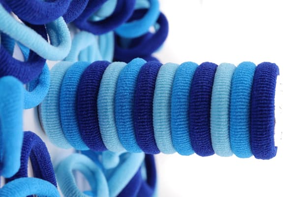 100 stk. Mini Bløde Hårbånd Sømløse Hårbånd Børnehårringe Strikket Stof Hårbånd (Gradient Blå)(f2) Blue