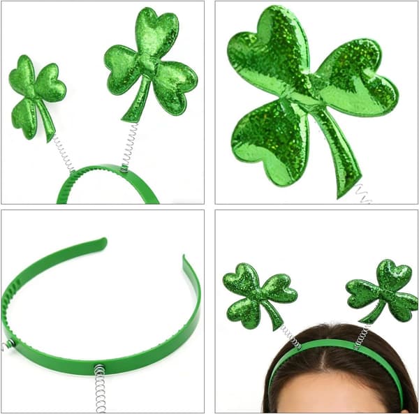 Grønn Kløver Pannebånd St Patrick's Day Hårbånd Kløverblad Hatt Irsk Fest Hodeplagg green