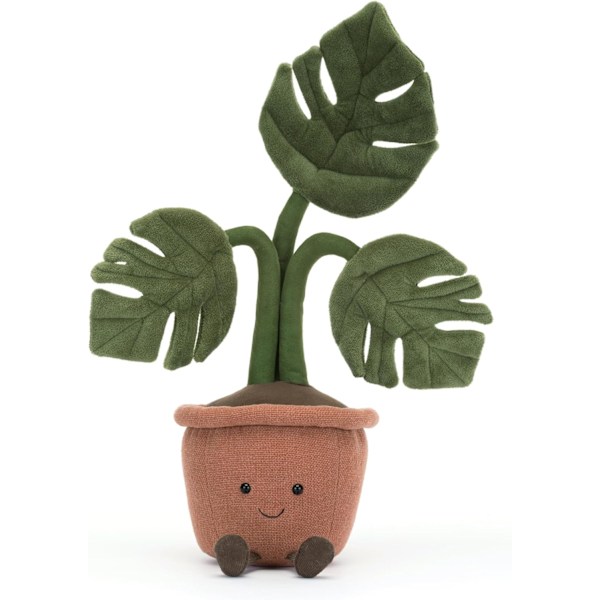 Jellycat Amuseables Krukväxt Monstera Gosedjur, 43 cm - Växtplysch - Rolig Inredning & Gåva{F2}
