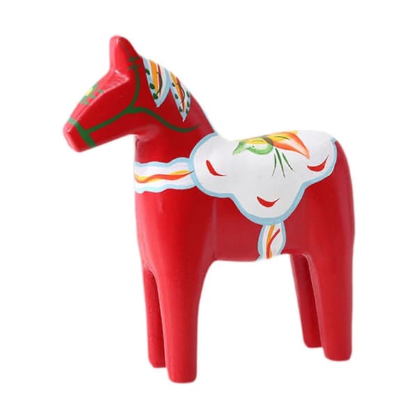 Trähäst Dalahäst, Svensk Dalahäst Staty, Juldekoration Present Samlarobjekt Heminredning Dalahäst Figurin（F2） red