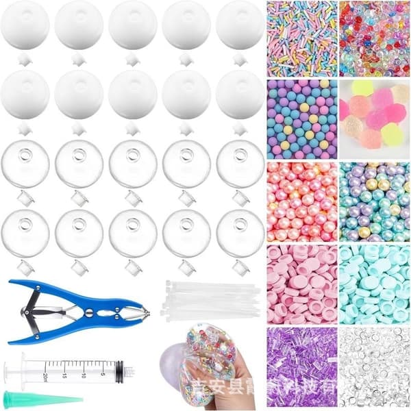 DIY Squishy Ball Fremstillingssæt, TPR Tom Stressaflastende Boldskal og Fyldmaterialesæt til Håndlavet Sensorisk Legetøjsfremstilling