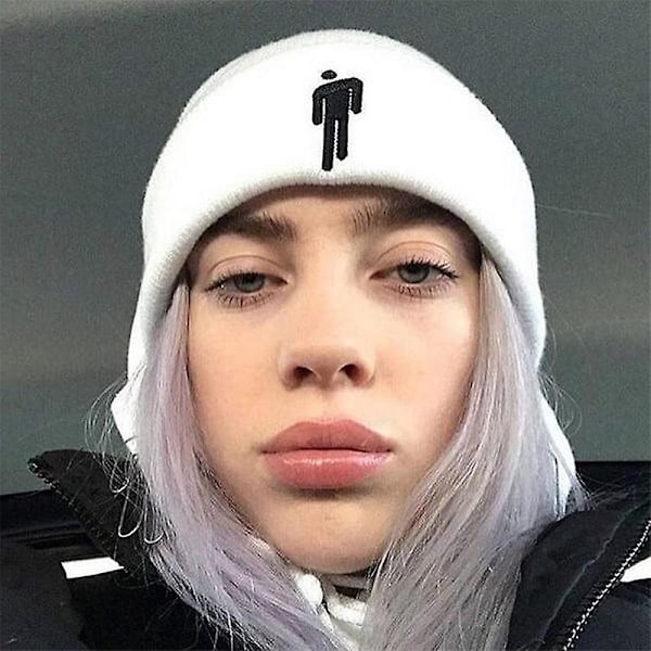 Billie Eilish Strikket Lue Unisex Hip-hop Lue Casual Hette Ullue (hvit1st){sl}