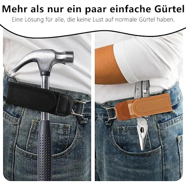 Unisex spenneløst elastisk midjebelte, usynlig midjebelte, elastisk erstatningsbelte med kroker black