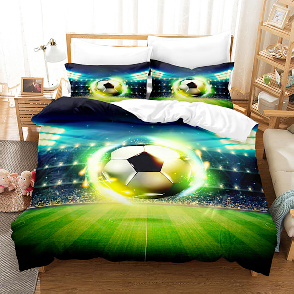 2-delt sengetøysett Dynetrekk og putetrekk 3D Fotball VM Mykt Mikrofiber Sengeteppe med glidelås Sengetøy 140x200