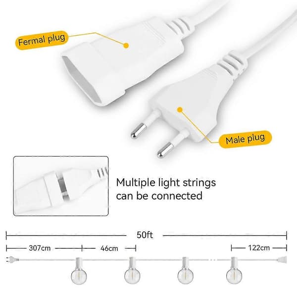 G40 30m Varm Hvid Lyskæde til Terrasse og Have Julepynt 30M 60LED Eu plug