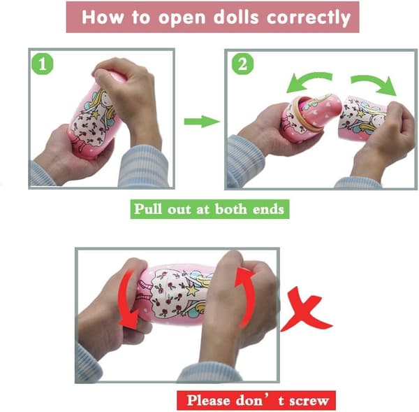 Ryska Nesting Dockor - Rosa Ängel Flickor Trä Matryoshka Dockor för Barn Handgjorda Söta Tecknade Nesting Docka Leksak Staplingsdocka Set med 5(f2)