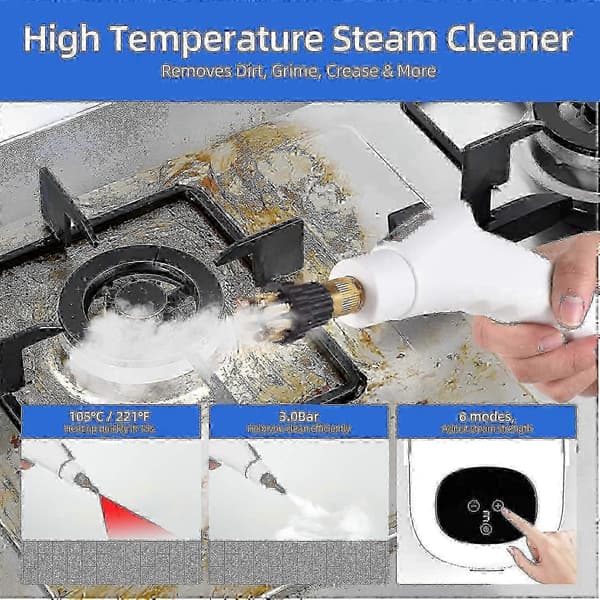 Damprenser 2500W høytrykk for dyprensing 1100ml 3 bar White EU Plug