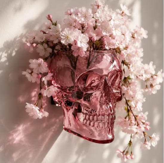 Gotisk Skalle Väggvas Hängande Planter Gotisk Heminredning Blomsterdisplay Prydnad Pink