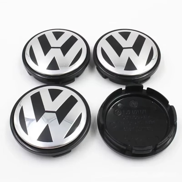 4-pak Volkswagen Center Caps – Hjulkapsel Emblem Sølv{sl} Silver Silver