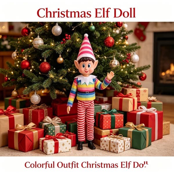 Julenisse-dukke med musikk og lys - Festlig juledekorasjonsgave til barn E