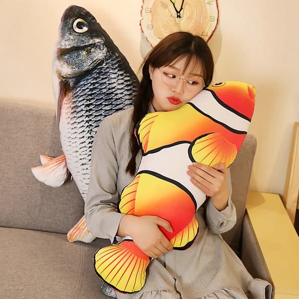 30-80cm 3D Simulation Guldfisk Plyslegetøj Fyldt Blødt Dyrekarpe Plys Pude Kreativ Sofapude Gave grass carp 60cm