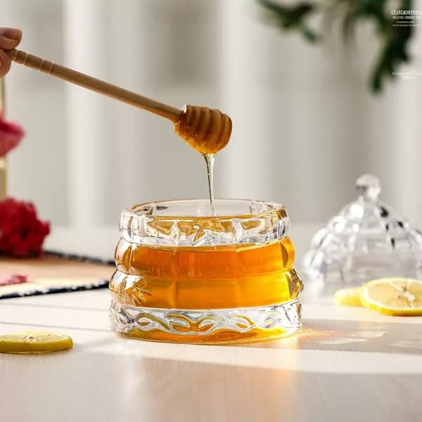 Krystal honningkrukke, honeycomb kage med ske{hw}