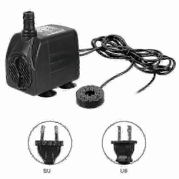 Dränkbar fontänpump med 12 LED-lampor, ultratyst drift och strömkabel ingår 15W EU Plug